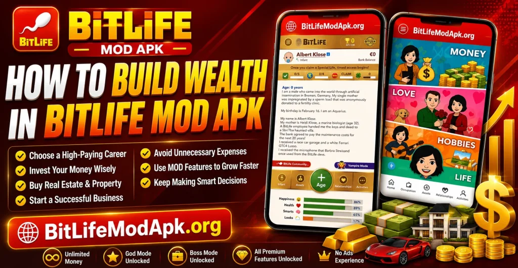 How to Build Wealth in BitLife MOD APK