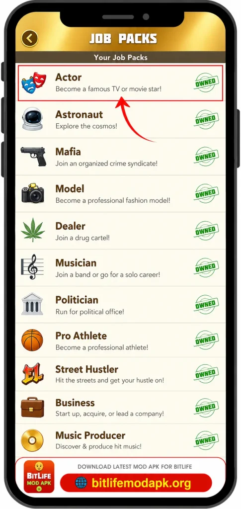 Job packs Bitlife mod apk