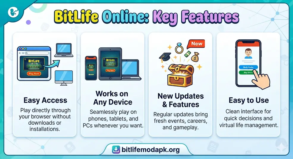Bitlife Online key features