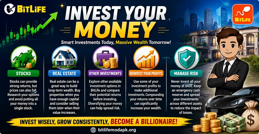 Invest your money bitlife mod