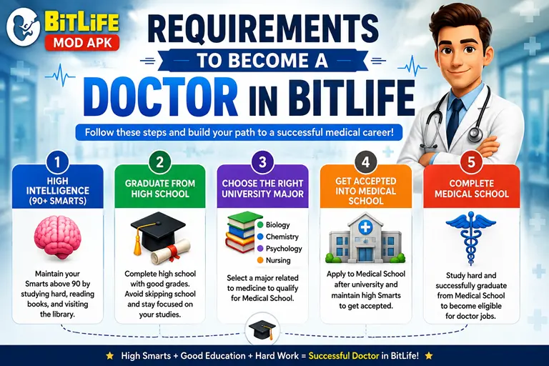 Requirements to Become a Doctor in BitLife